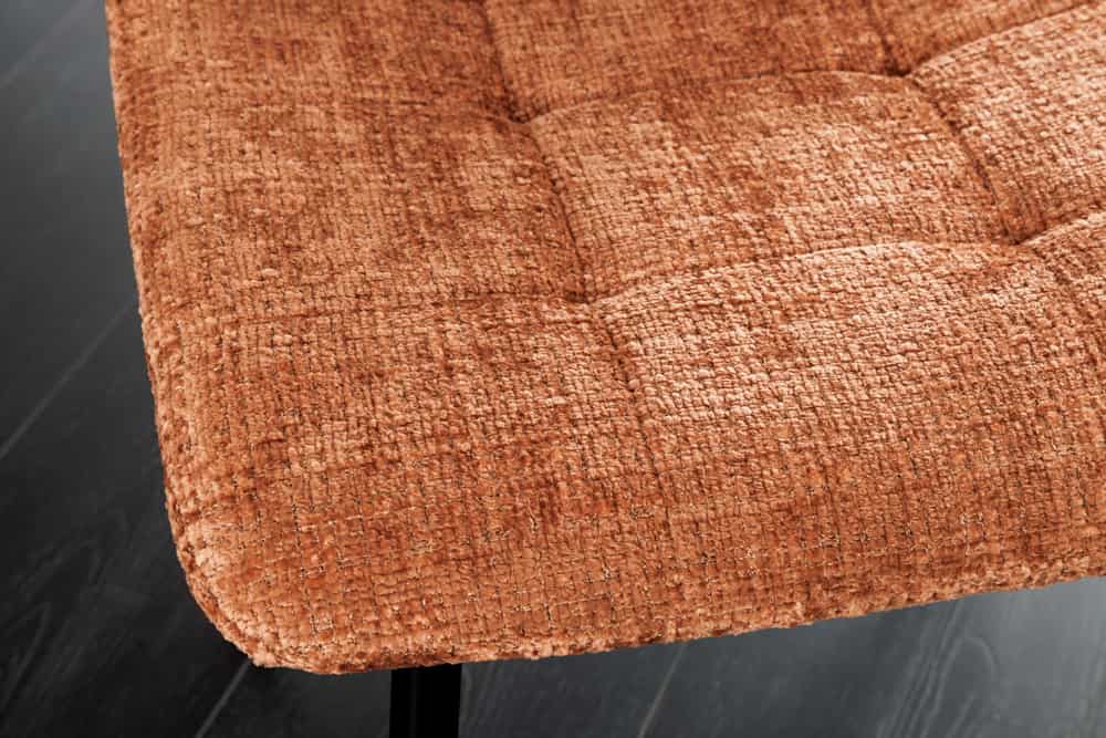 Moderner Design Stuhl TRES CHIC rost braun Chenille Cremona schwarze Metallbeine