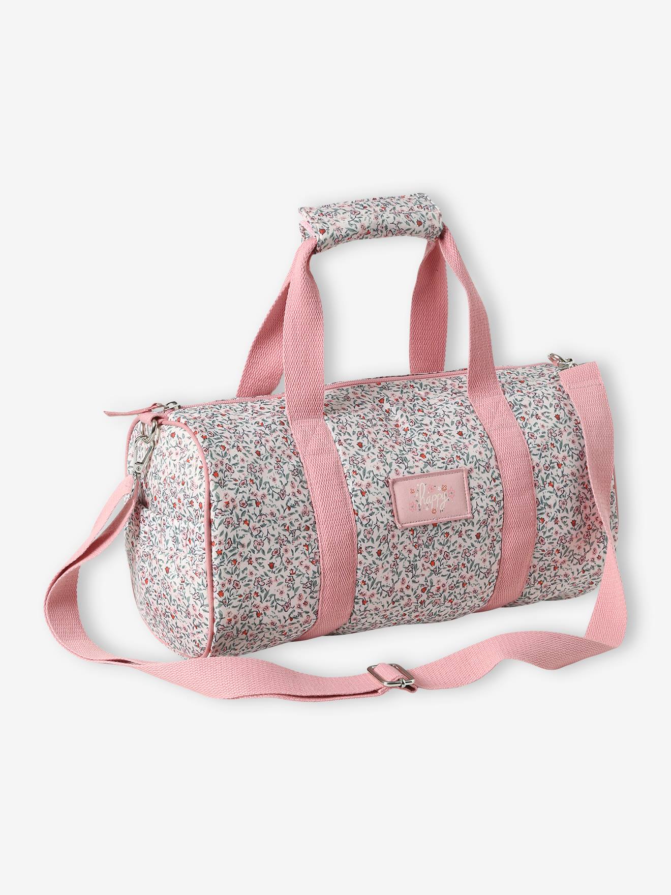 Bolsa esportiva rosa com estampa floral 