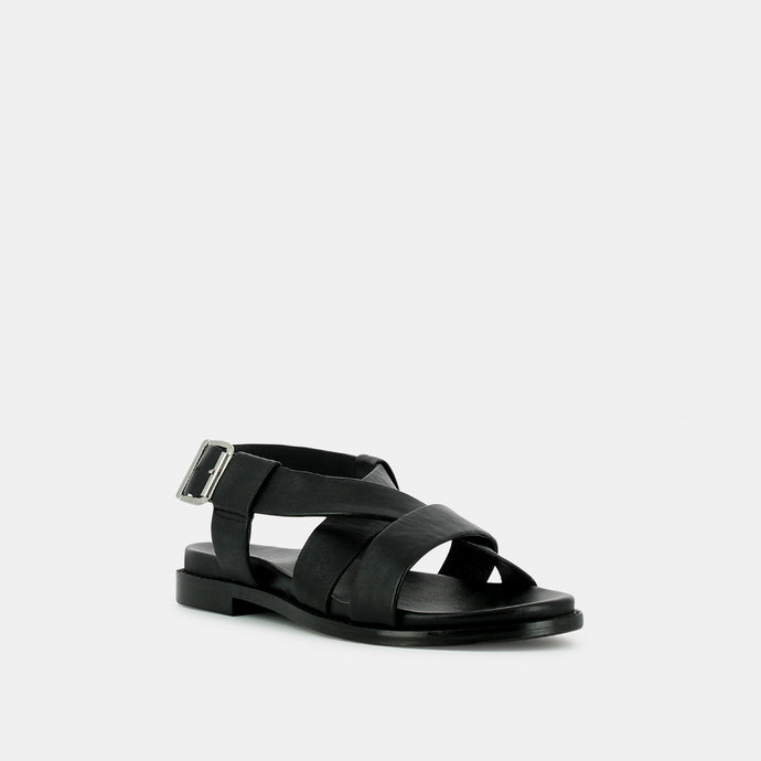 Sandales à brides épaisses  en cuir noir