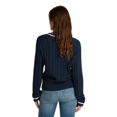 Pull femme Tjw Badge Cable V-Neck TOMMY HILFIGER