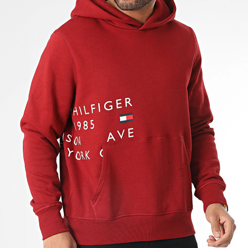 Sweat Capuche Off Placement Text 9303 Bordeaux