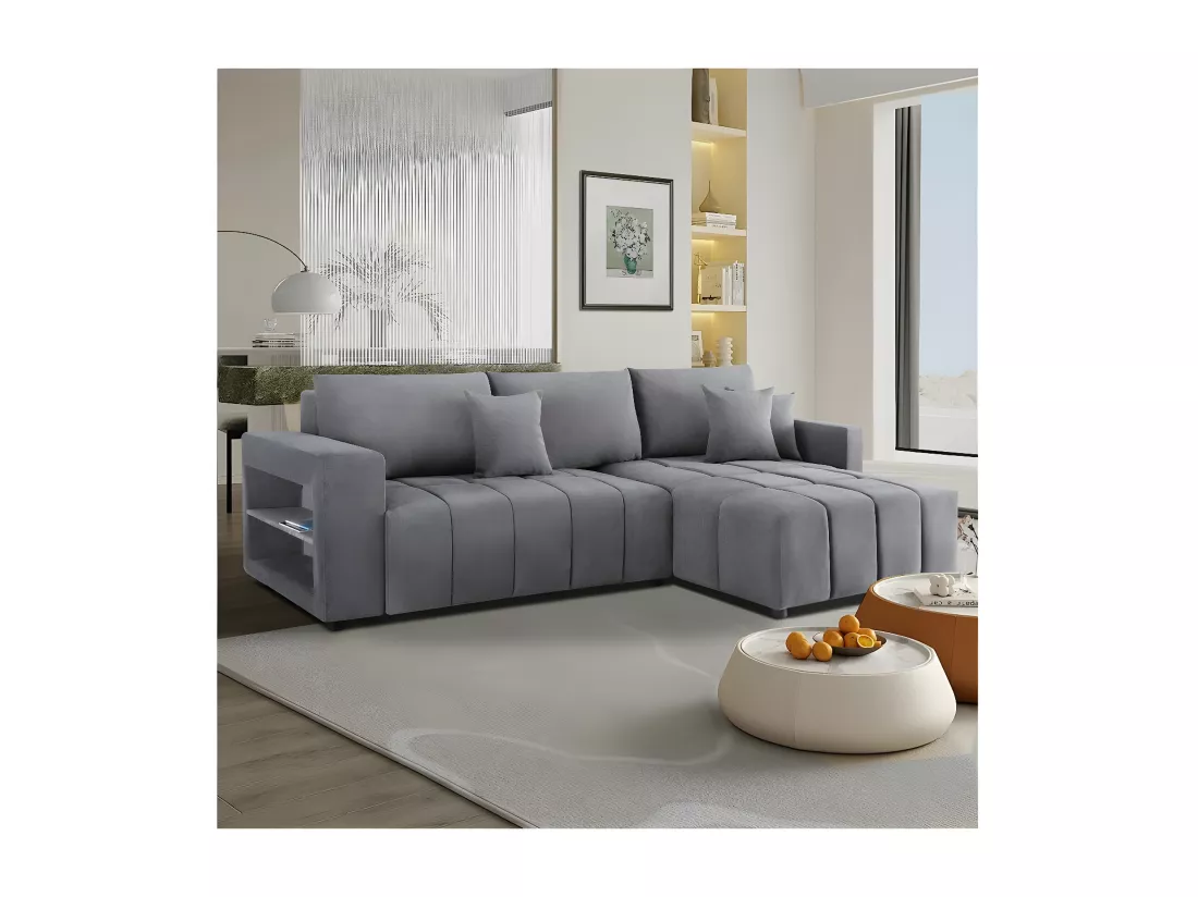 Canapé d'angle convertible tissu chenille 3 places - 