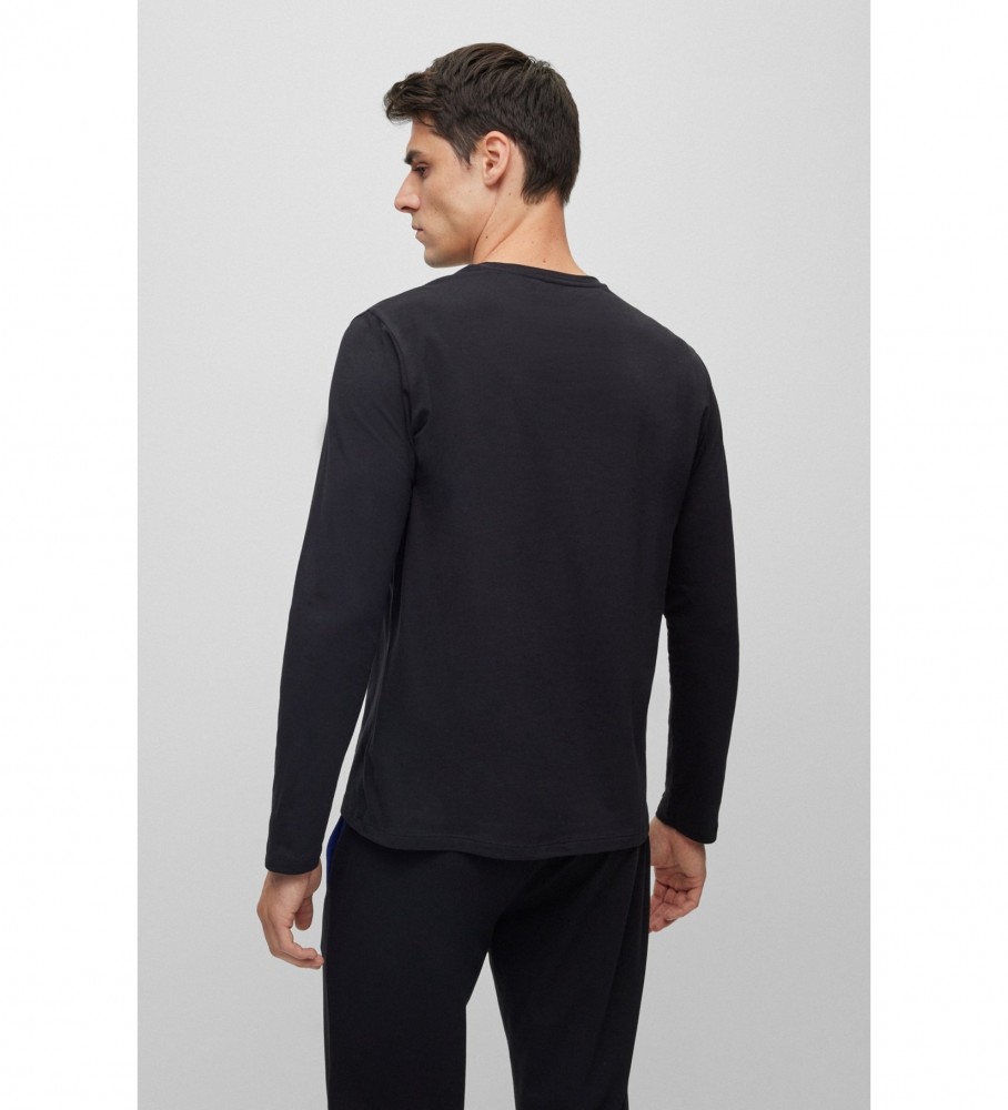 Pijama preto com camiseta BOSS Mix&Match e logo bordado