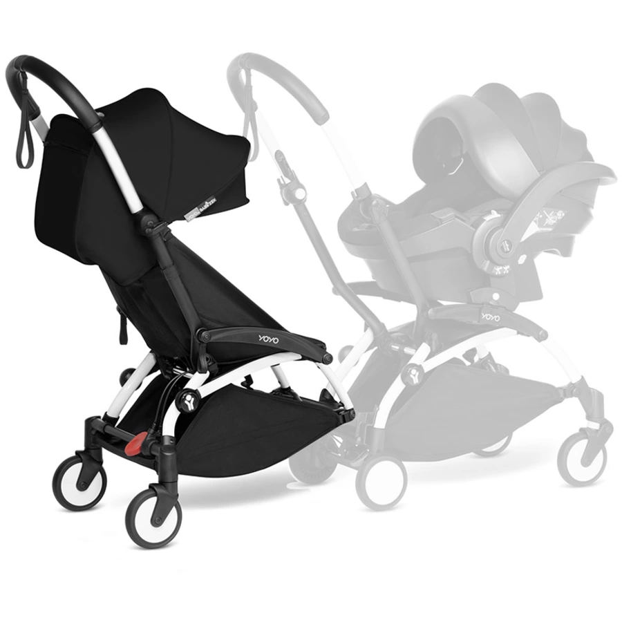 BABYZEN Kinderwagen YOYO 6+ connect White mit Textilset Black