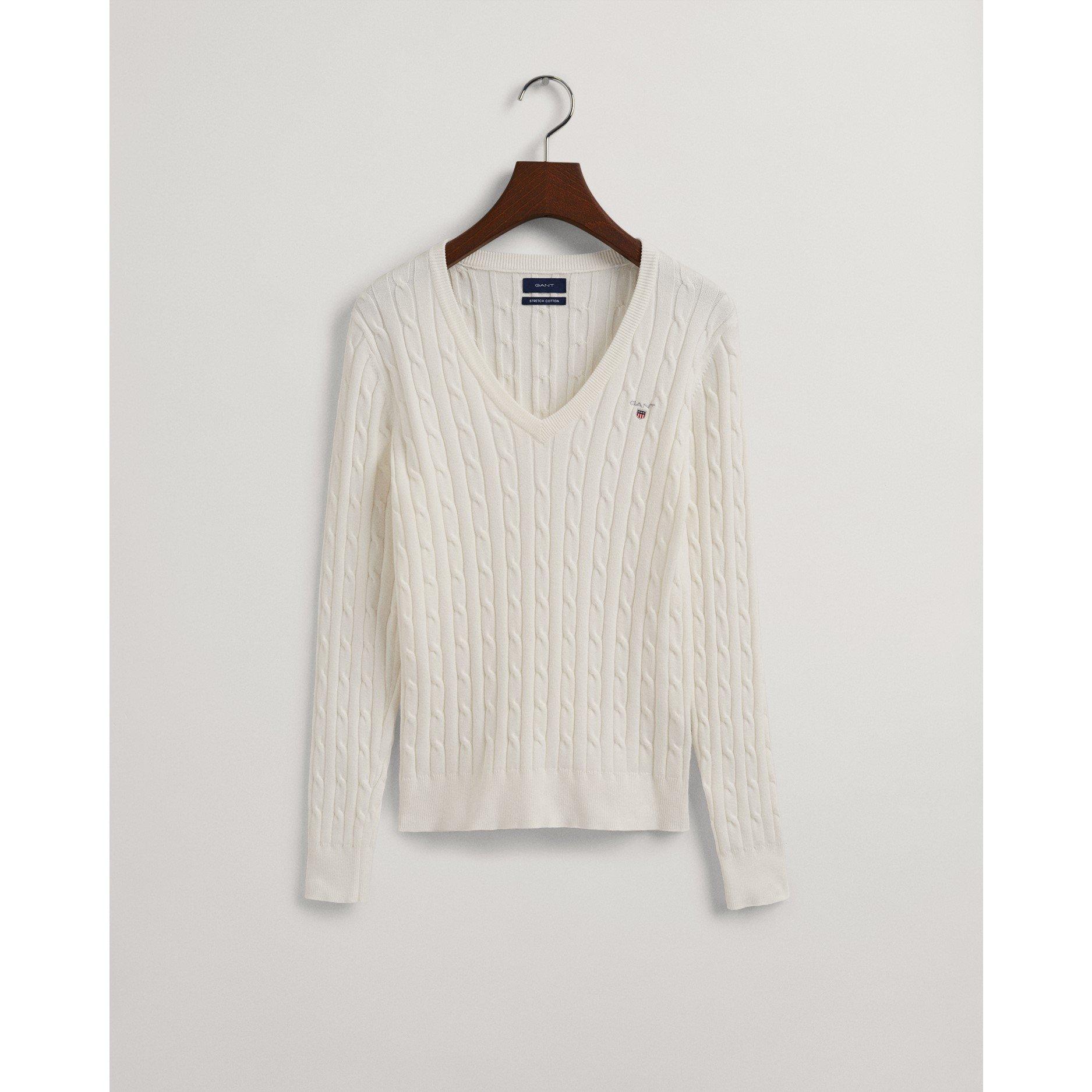 Gant V Neck Cable Knit Jumper Womens