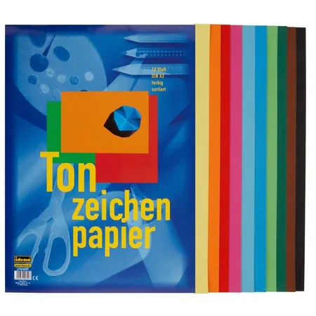 Idena Tonzeichenpapier DIN A3, 5 Blöcke mit je 10 verschiedenen Farben
