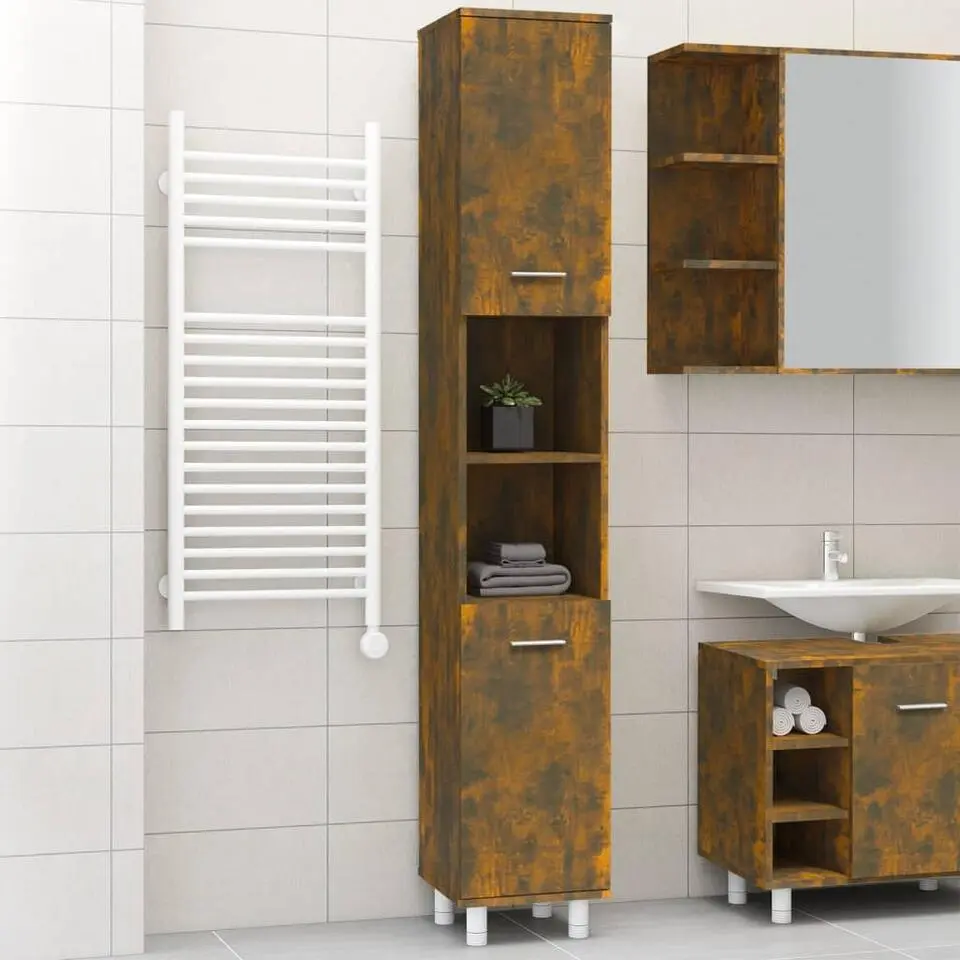 vidaXL - Kolomkast met 2 deuren - Gerookt eiken - Bewerkt hout - 30x30x179 cm