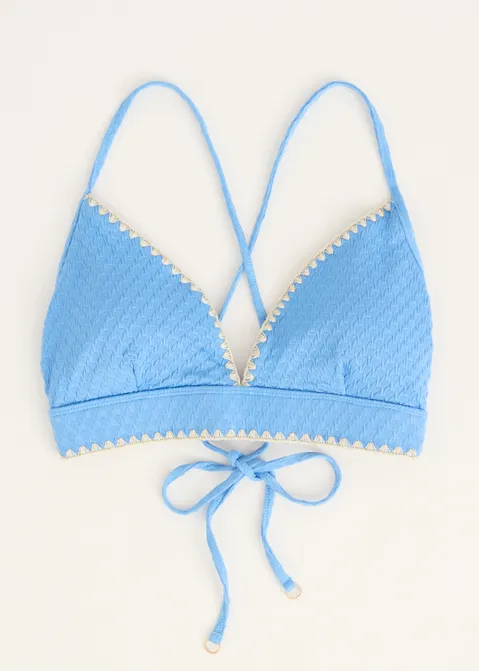 Triangel bikini top met siersteek blauw (BLW.L)