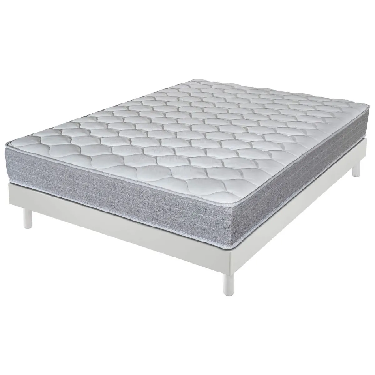 EBAC - Ensemble Matelas et sommier 140x190 - Décokit Blanc