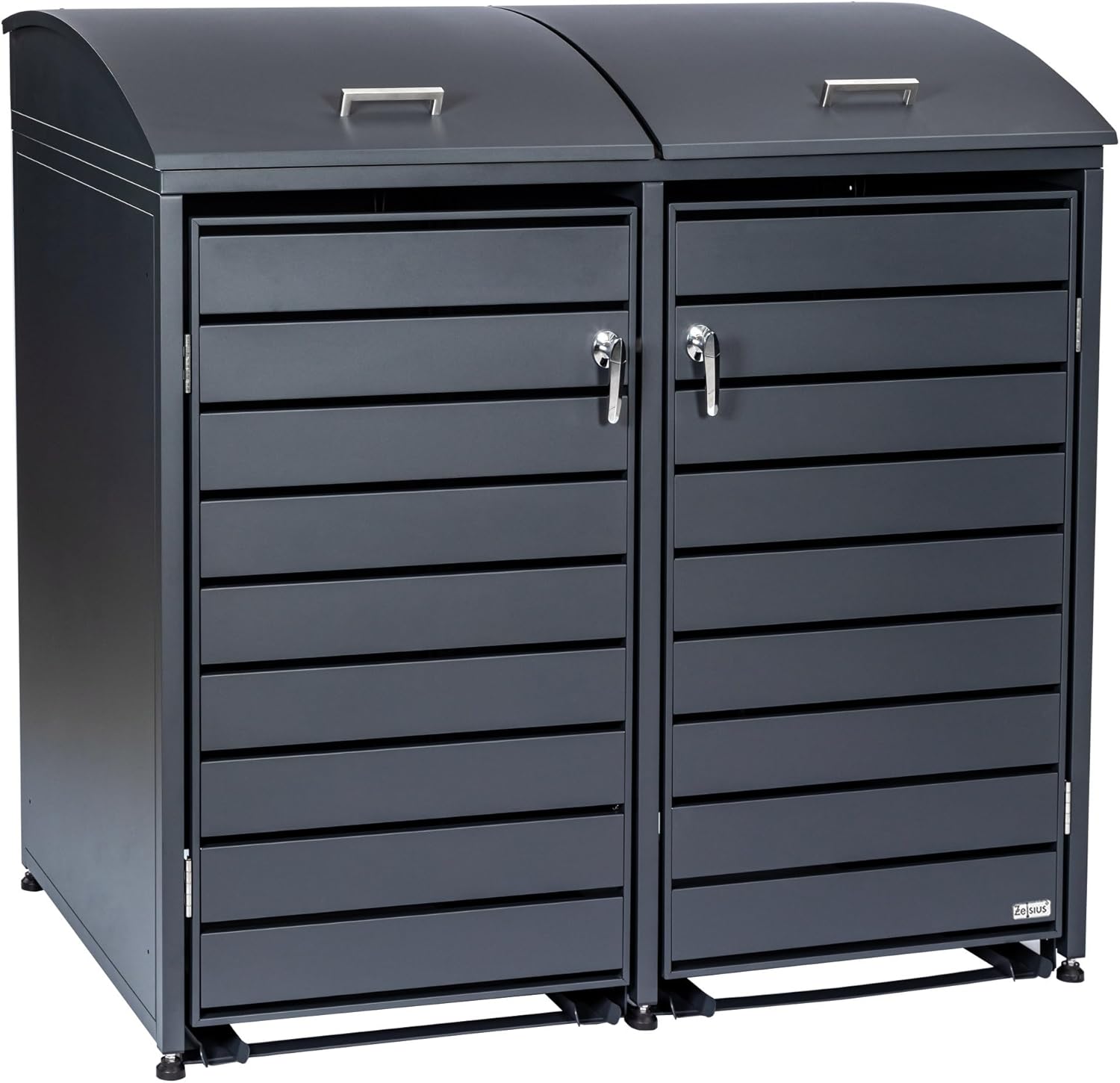 Zelsius Mülltonnenbox 2er Mülltonne mit abgerundetem Deckel | 120-240 Liter | Anthrazit RAL7016 | inkl. Erweiterungsmöglichkeiten | Mülltonnenhäusschen, Mülleimerboxen, 2 Tonnen, Aufbewahrungsbox