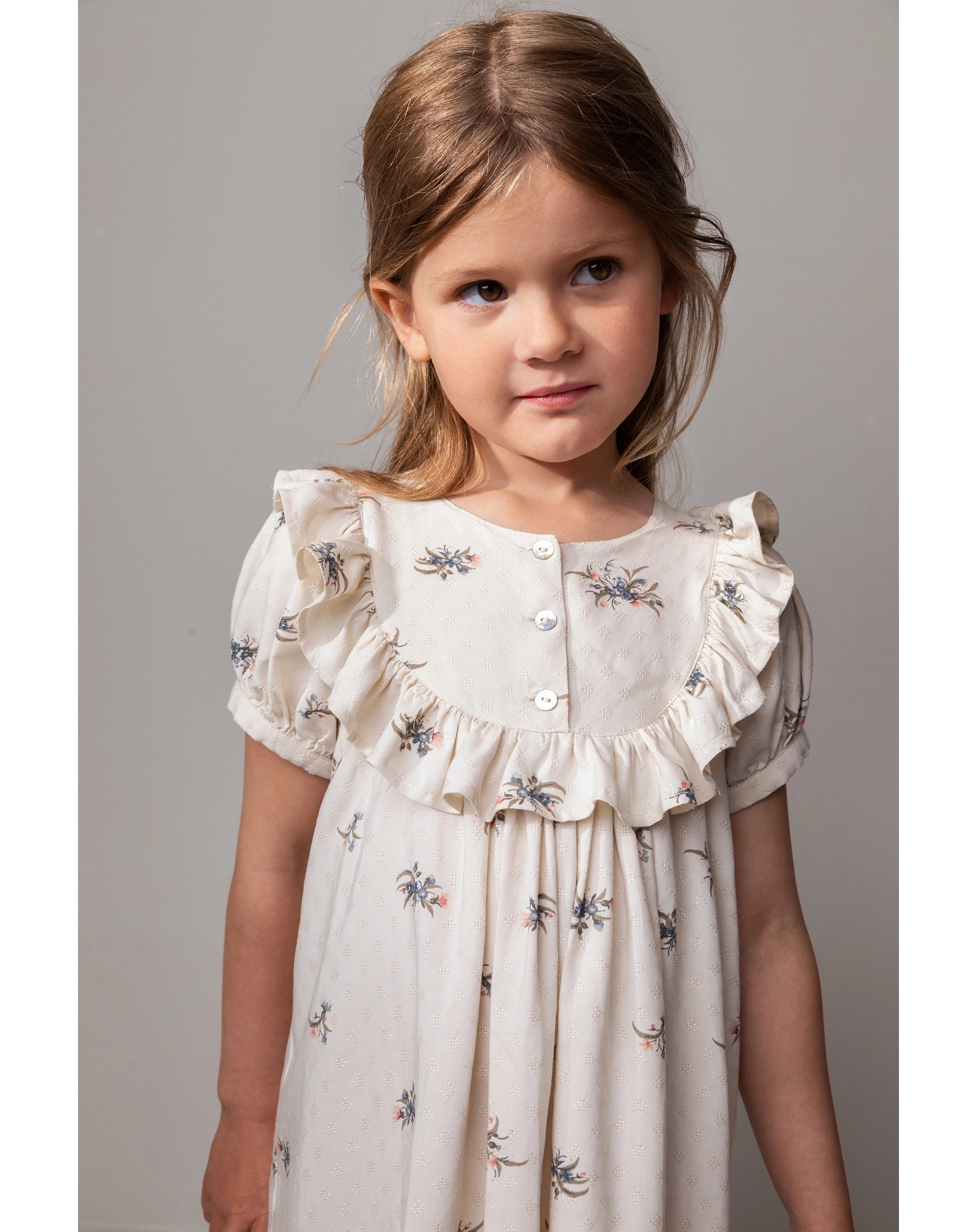 Kurzarmkleid DELINA - SPRING BLOOM in beige