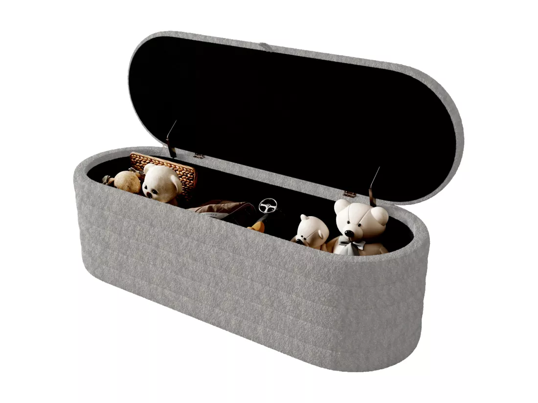 Banc coffre de rangement en Flanelle - 120 x 40 x 40 cm - Gris