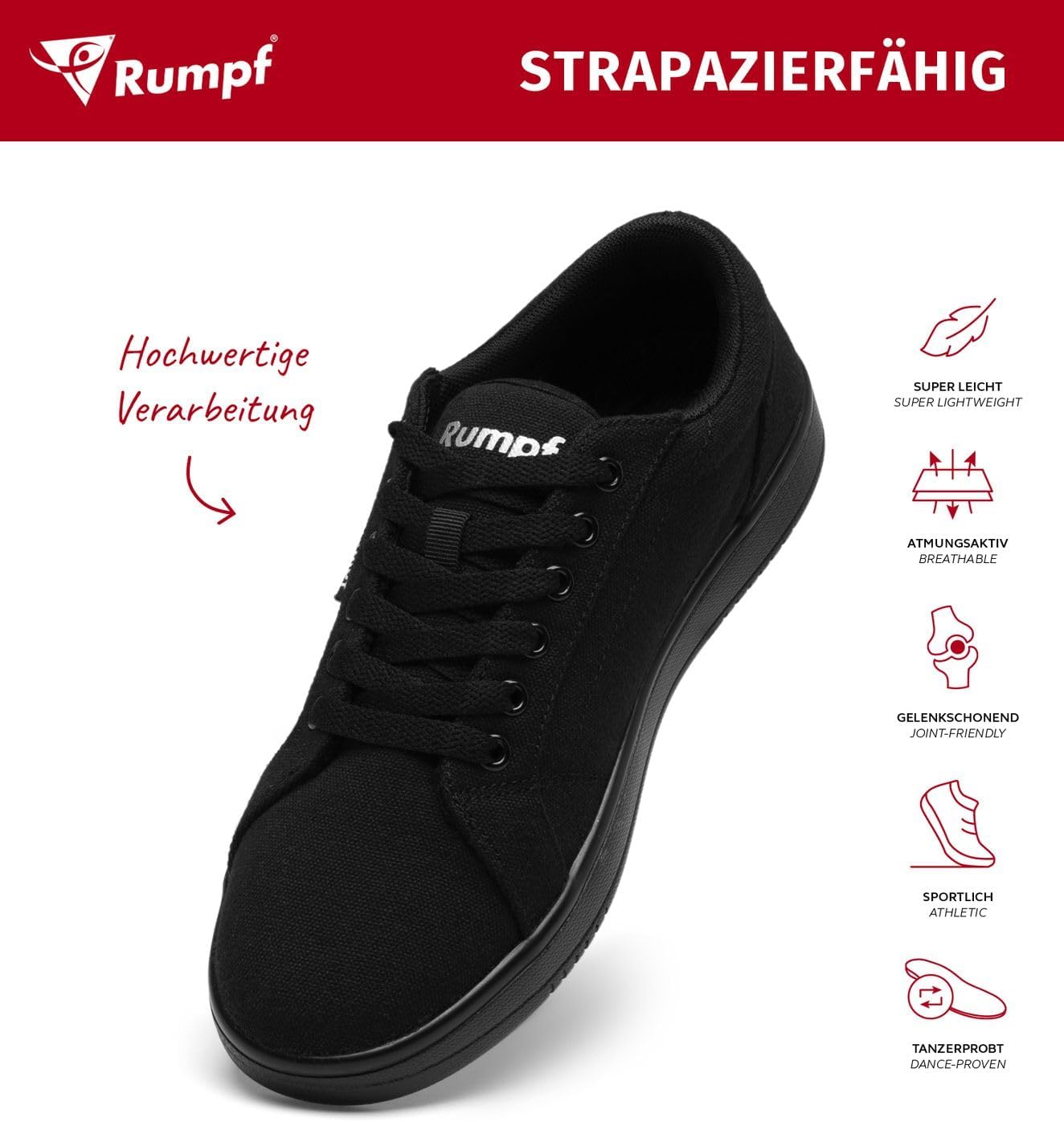 Rumpf Leo 1534 Tanzsneaker Canvas ultraleicht Drehpunkte Sport Hip Hop Training