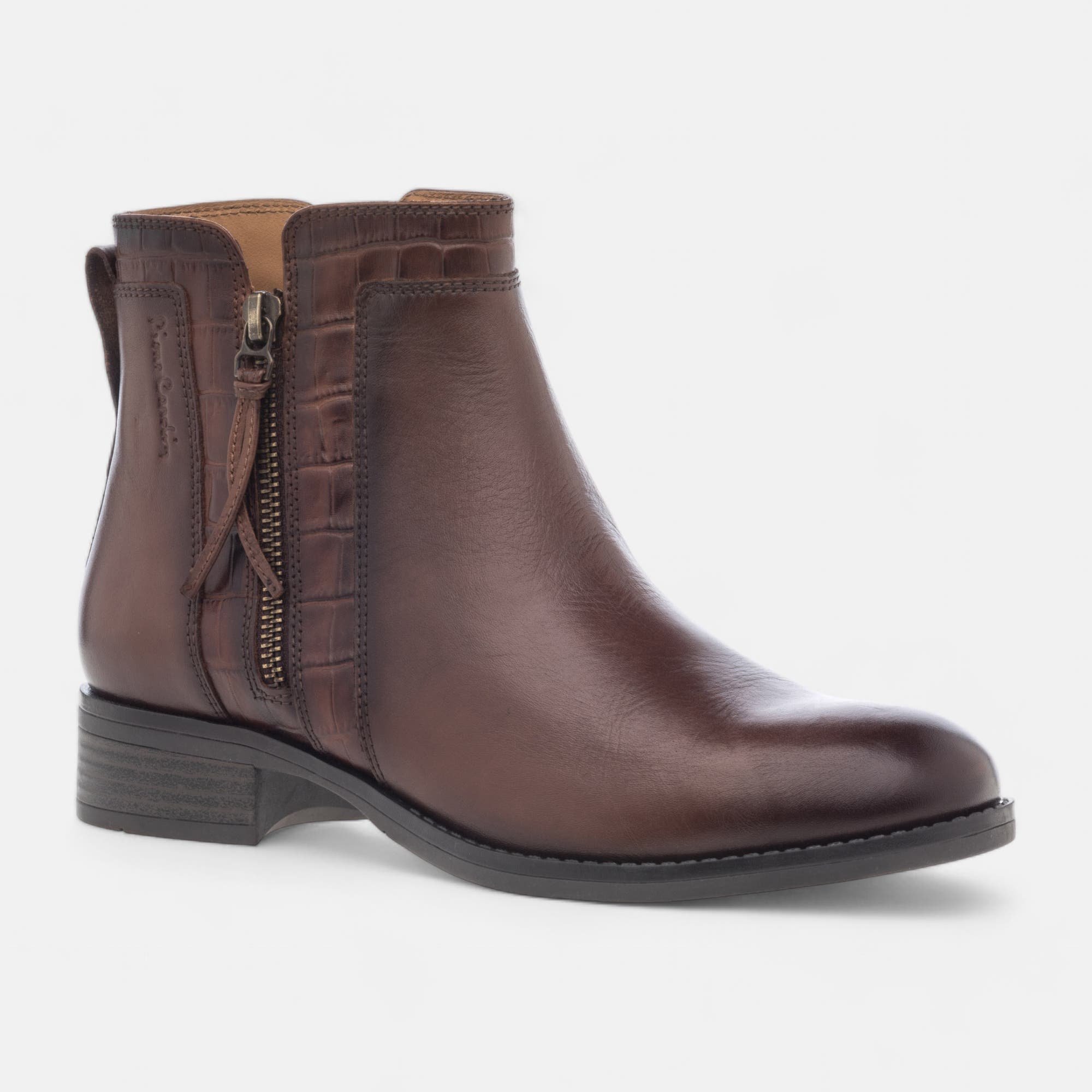 Bottines Femme en cuir cognac
