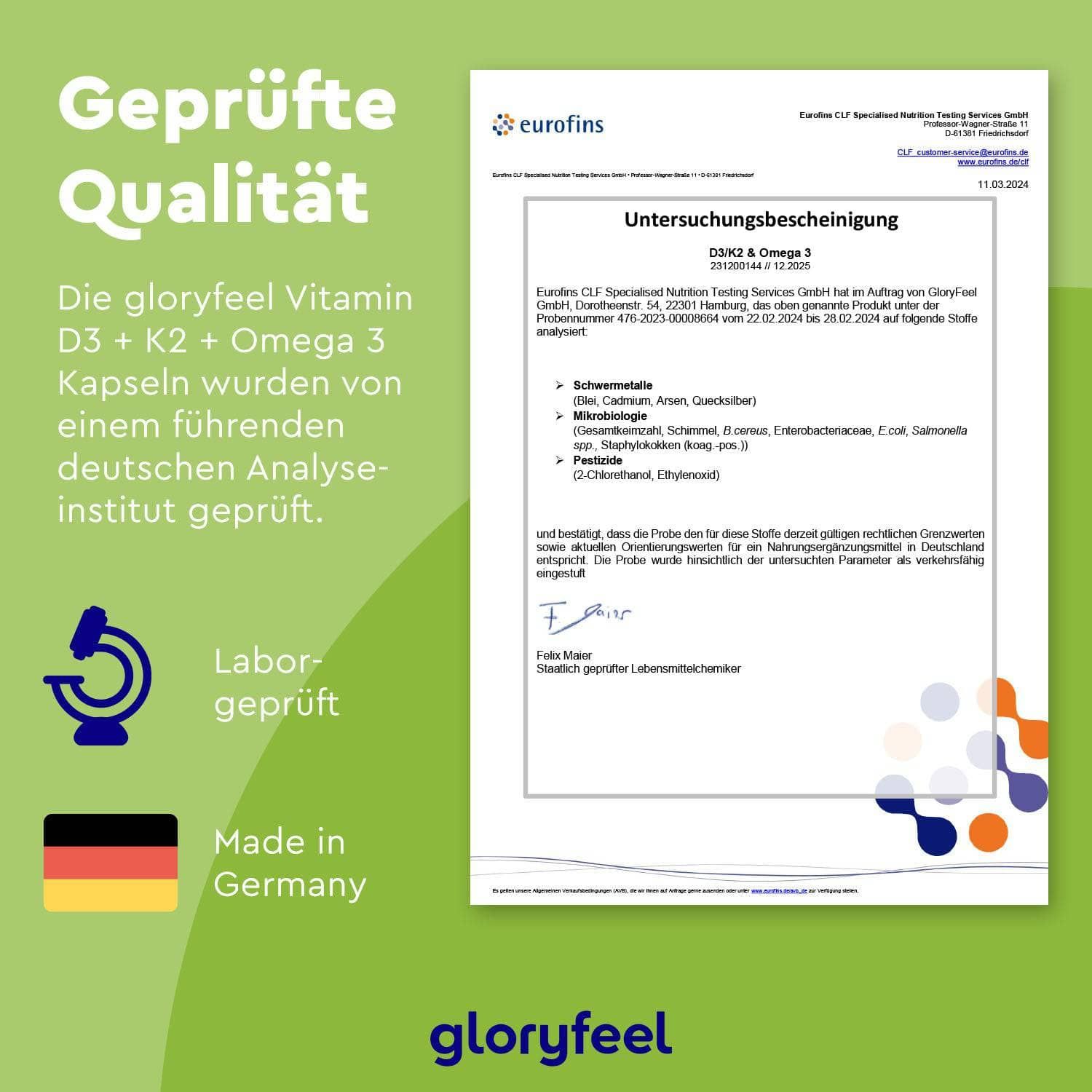 gloryfeel® Vitamin D3 5.000 I.E. K2 & Omega 3 Kapseln