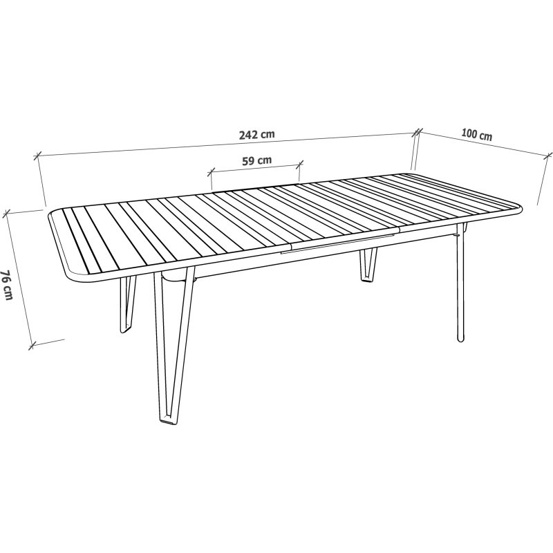 Table de jardin extensible OUDON - aluminium