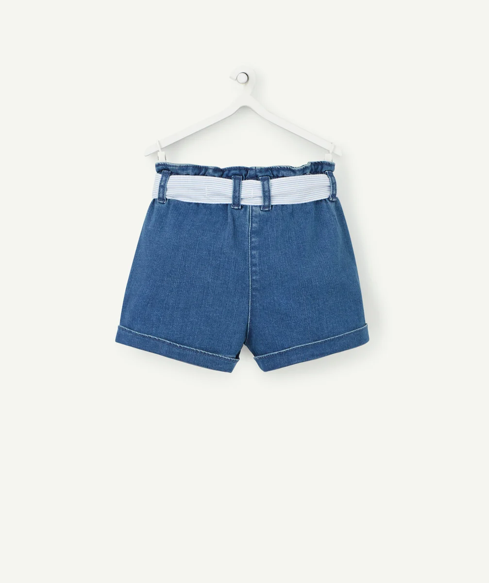 SHORT BÉBÉ FILLE EN DENIM LOW IMPACT AVEC CEINTURE