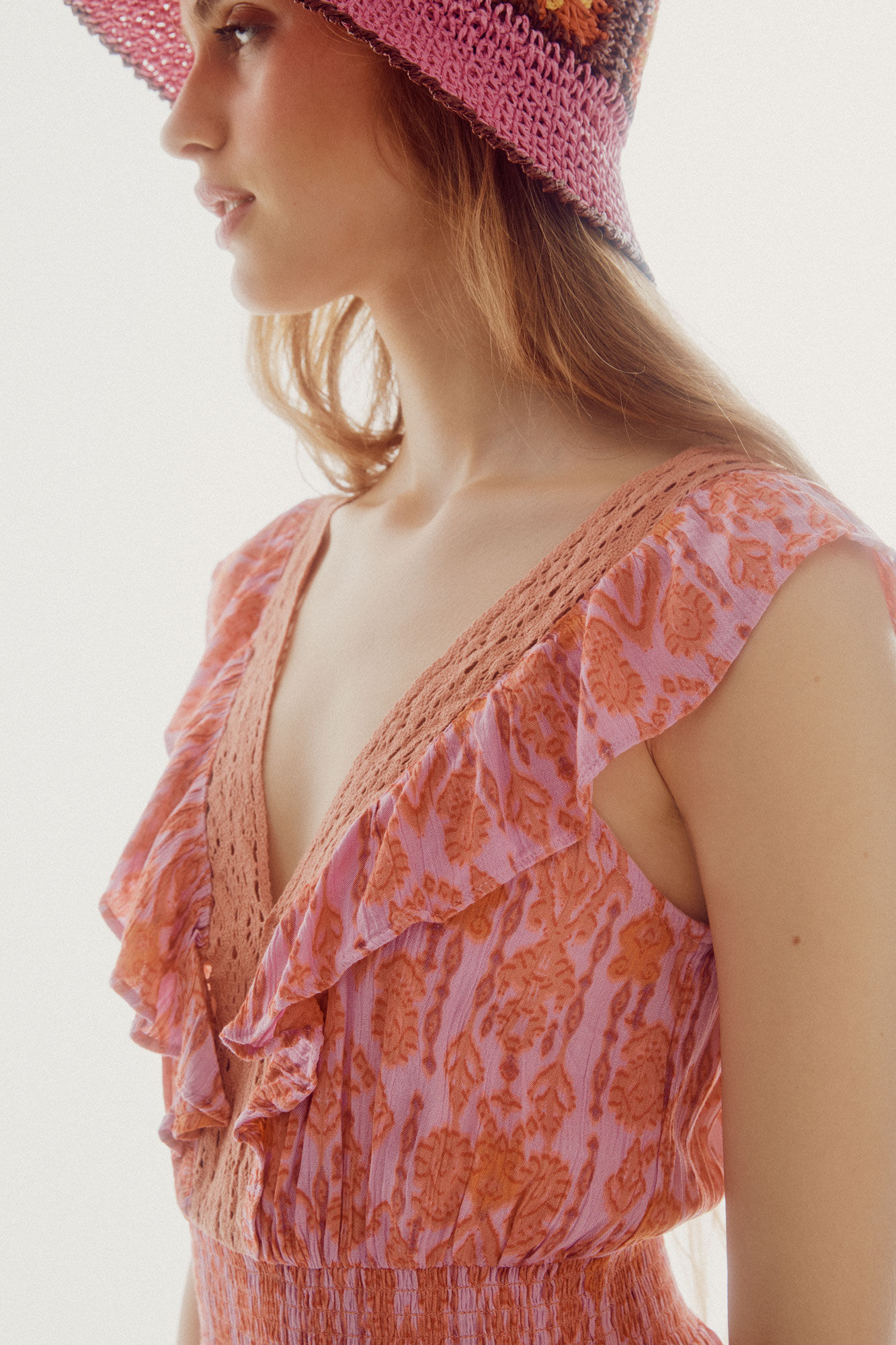 Vestido curto estampado - Multicolorido