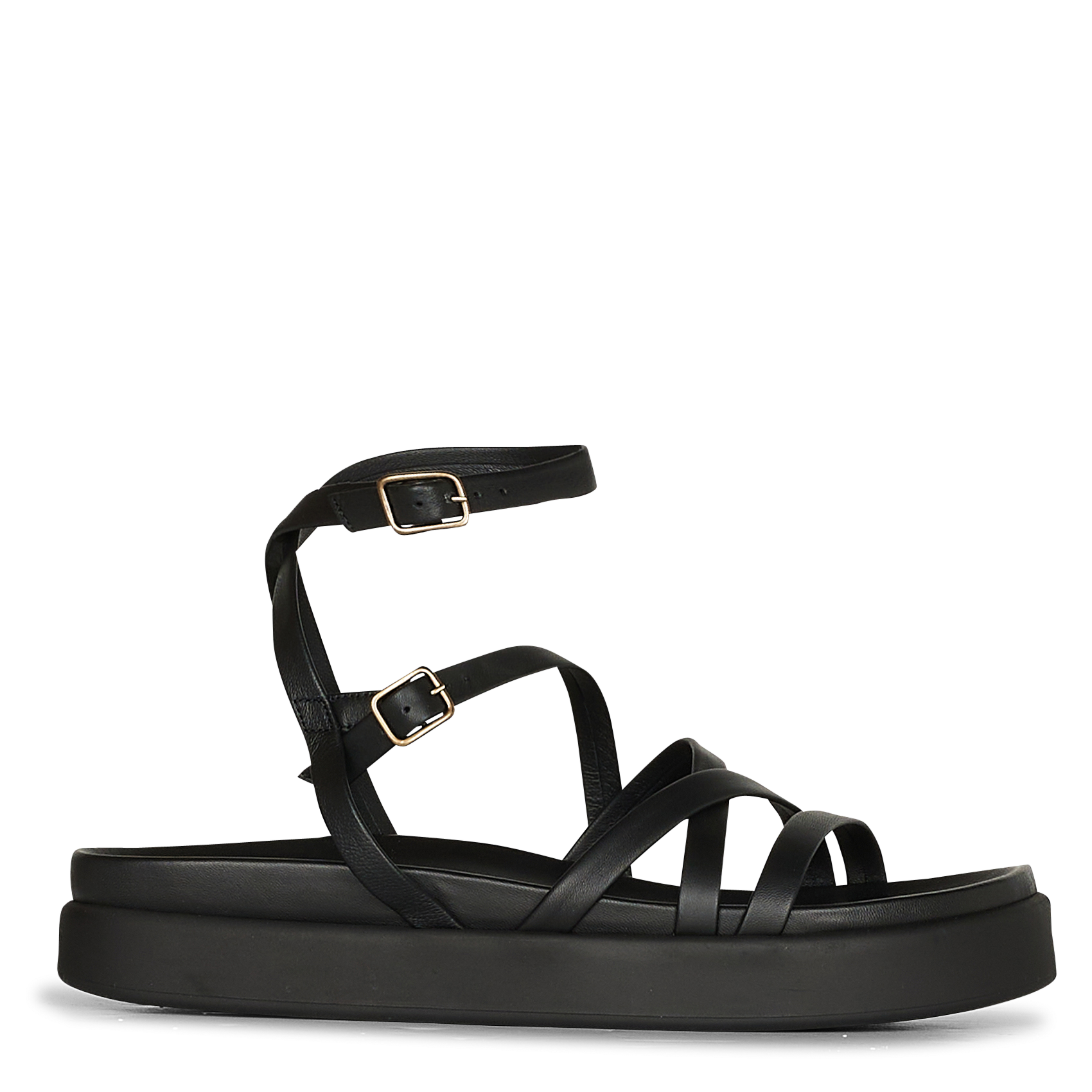 CHANA - Sandales à plateforme en cuir | Noir
