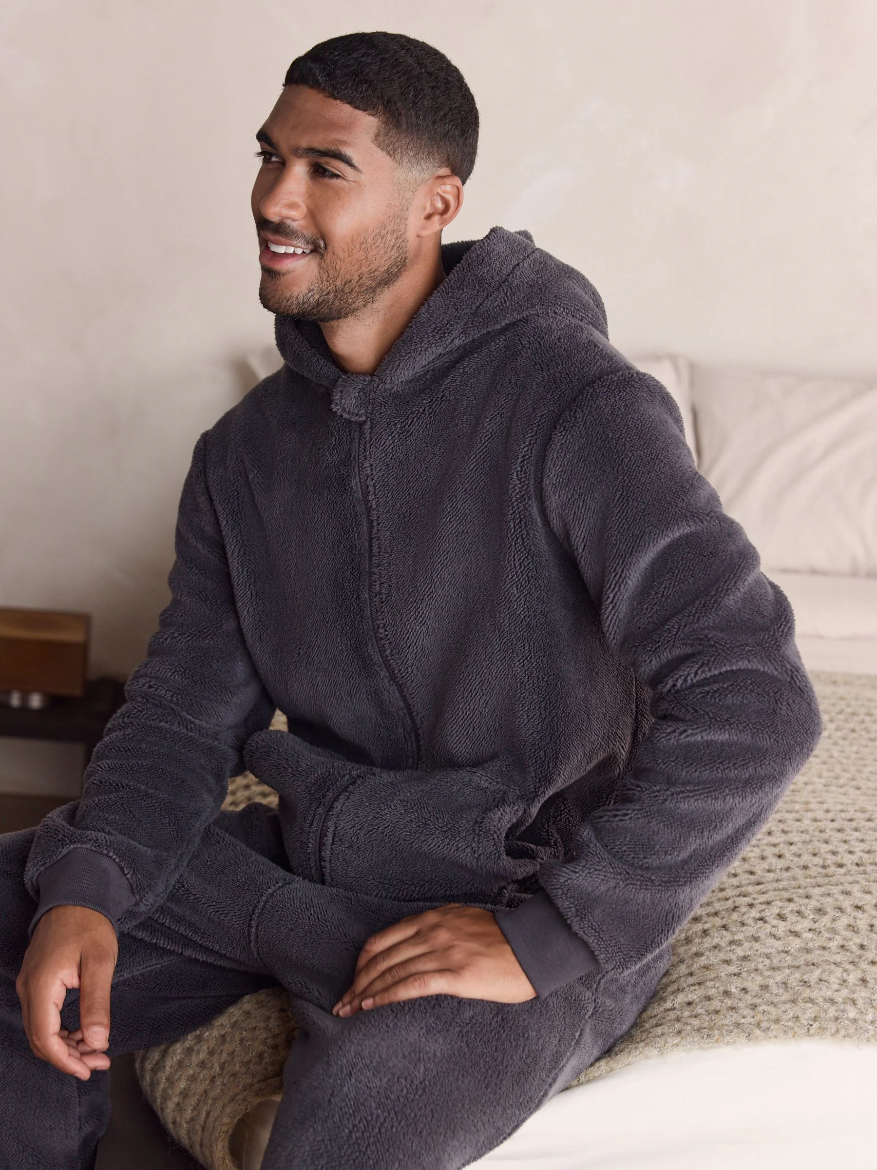 Leisteen grijs - Borg Fleece Onesie