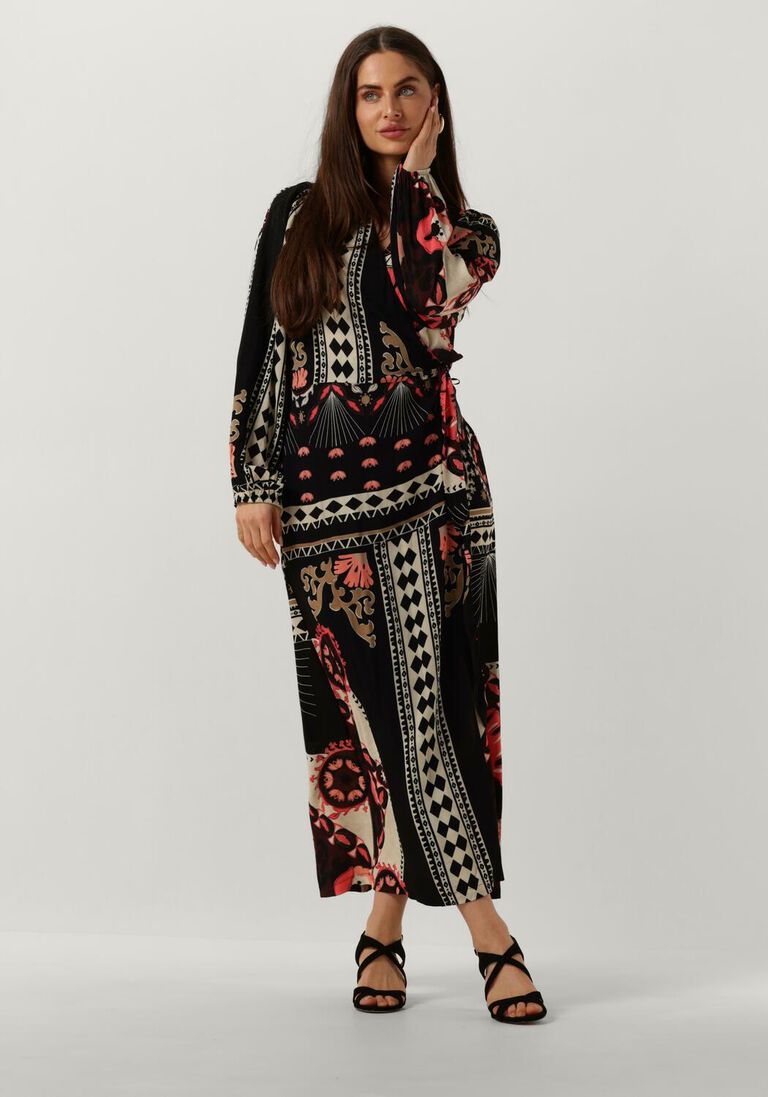 SUMMUM zwarte summum maxi jurk dress scarf print