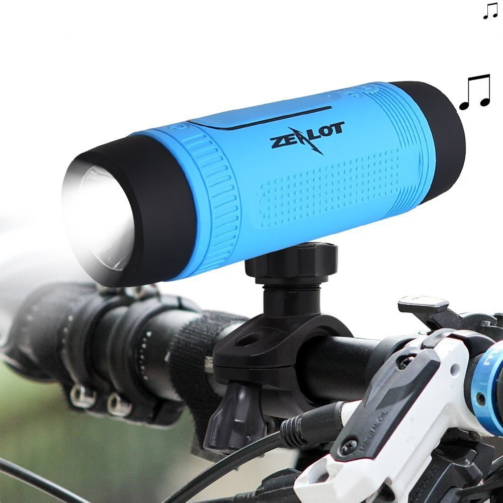 3in1 Velo Fahrrad LED Lampe   Bluetooth 4.0 Outdoor Lautsprecher FM Radio   Powerbank 4000mAh (Micro SD Slot   Aux In) - Grau