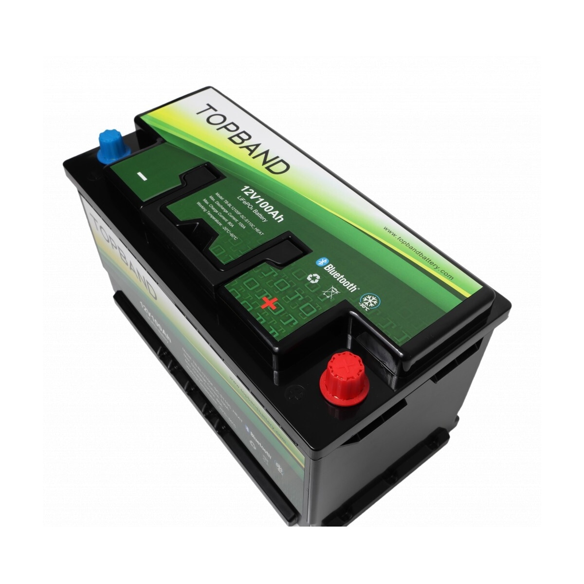 TOPBAND Lithium HEAT PRO - 12V 100AH - 100A BMS - BOBIL - Bluetooth og Varme (TOP-HEAT-RV)