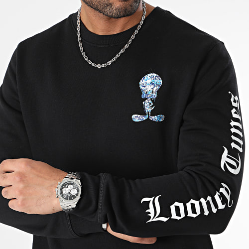 Sweat Crewneck Sleeves Tweety Graffiti Blue Noir