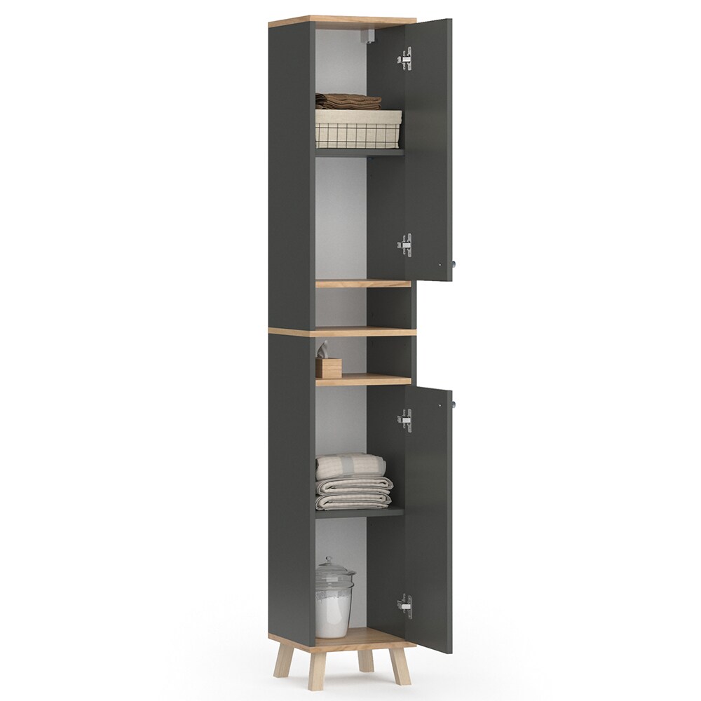 Vicco Hochschrank Badschrank Regalschrank Senyo GK Oak/ANT Badezimmer Badmöbel