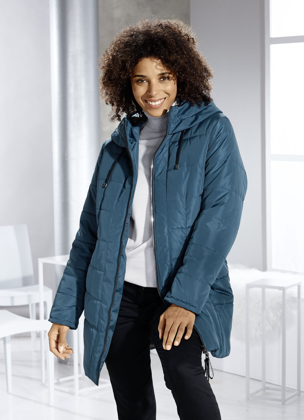 Longjacke mit 2-Wege-Reißverschluss