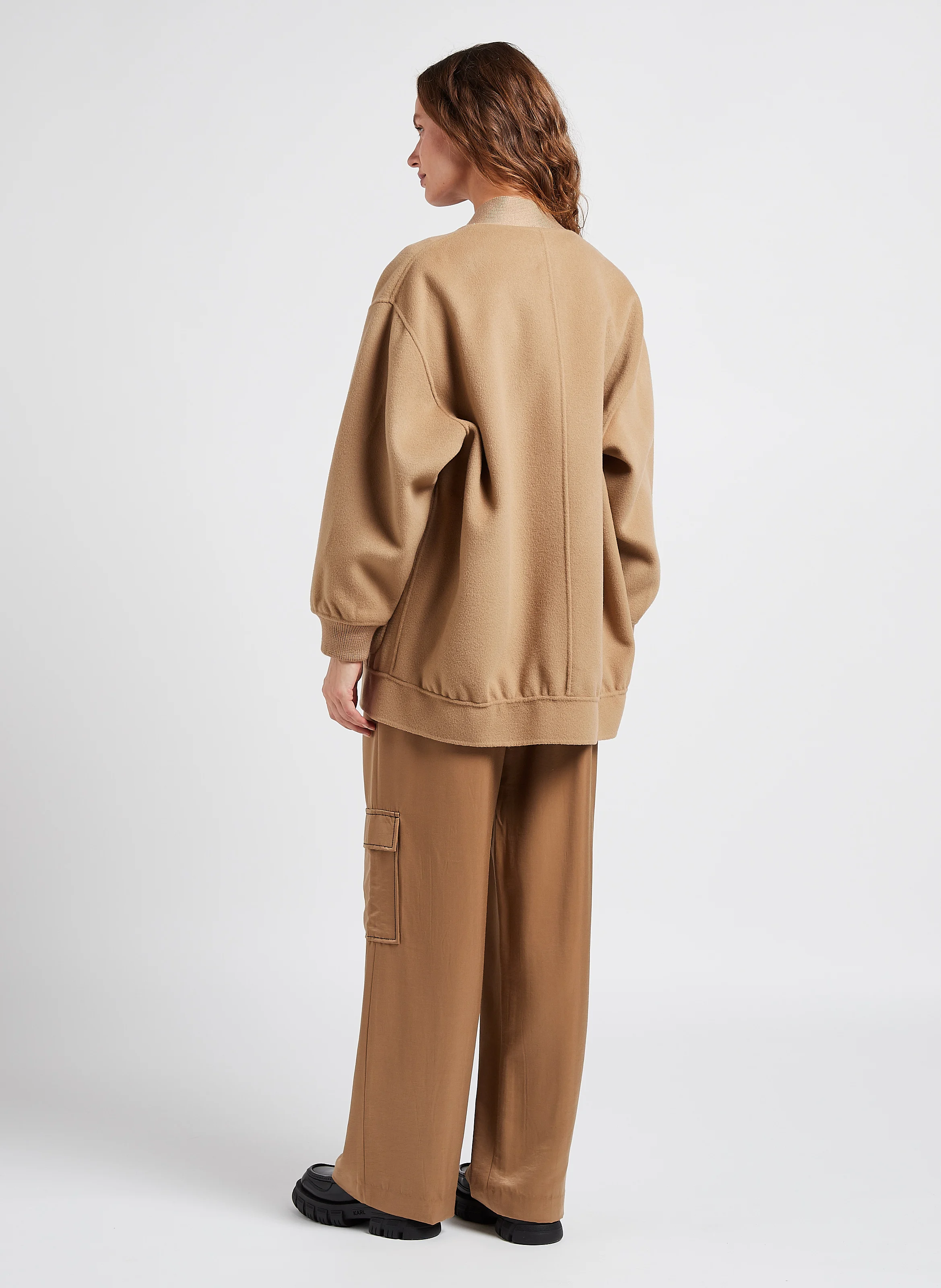 CILIE - Pantalon large satiné| Marron
