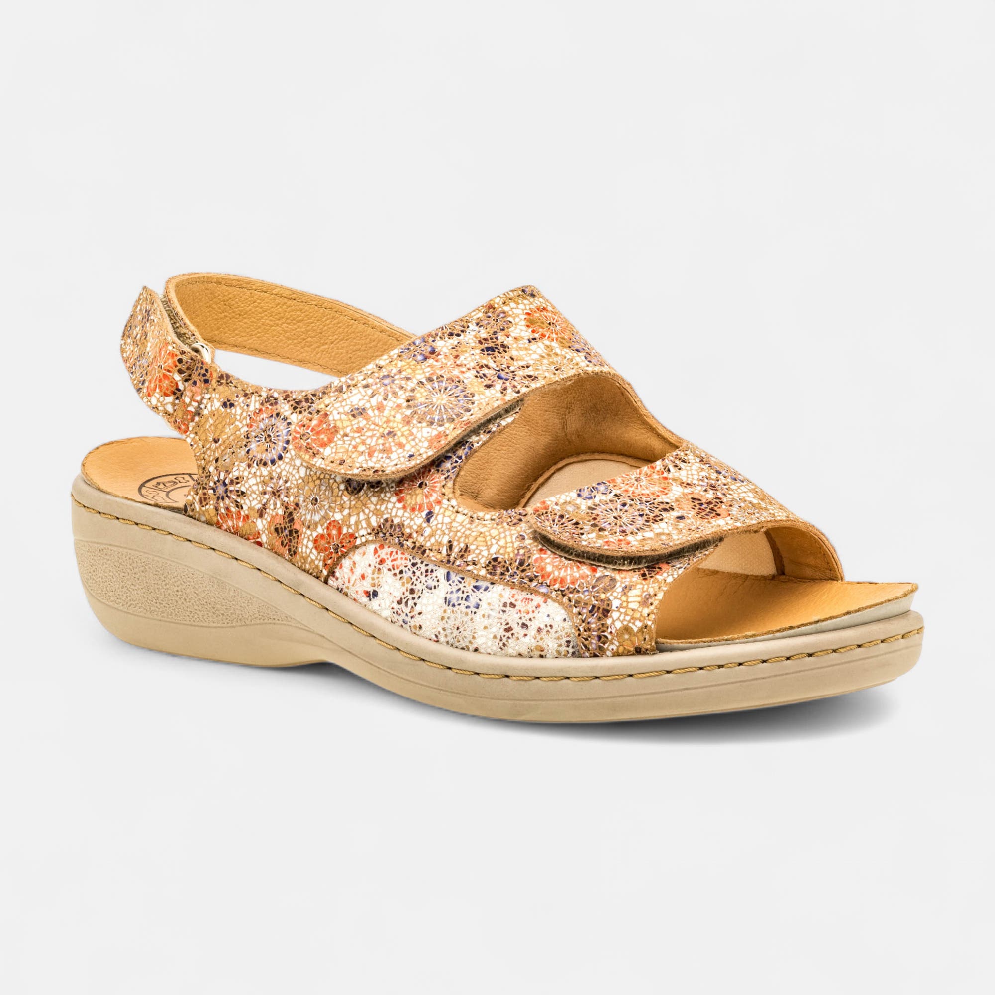 Nu-pieds confort Femme en cuir multicolore