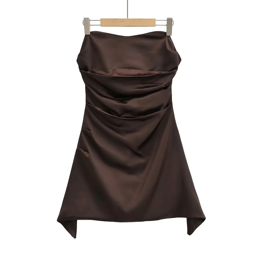 Asiris - Strapless satijnen mini-A-lijnjurk