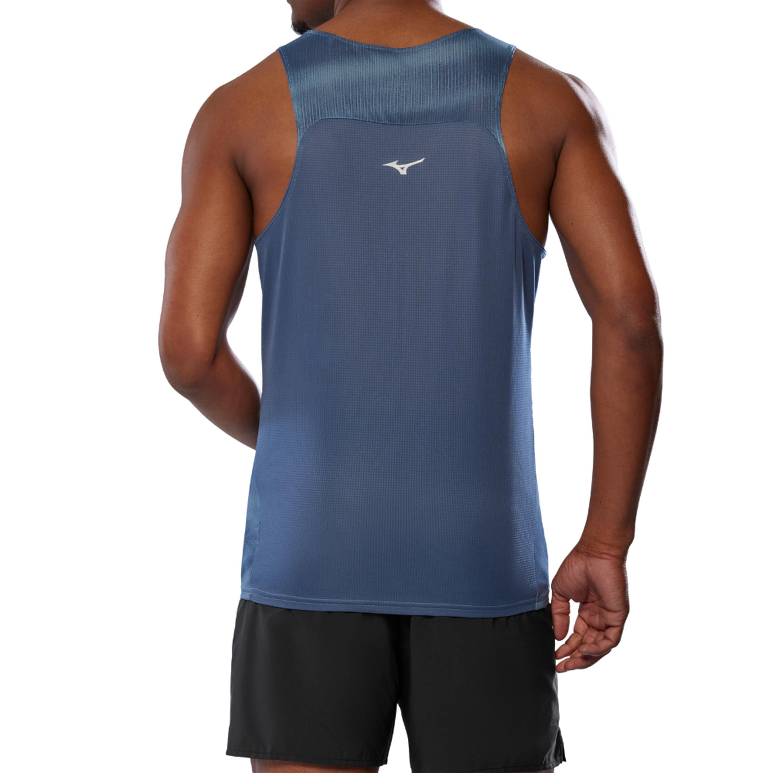 Mizuno DryAeroFlow Graphic Tank Maillot De Course Hommes - Bleu , Bleu Petrol