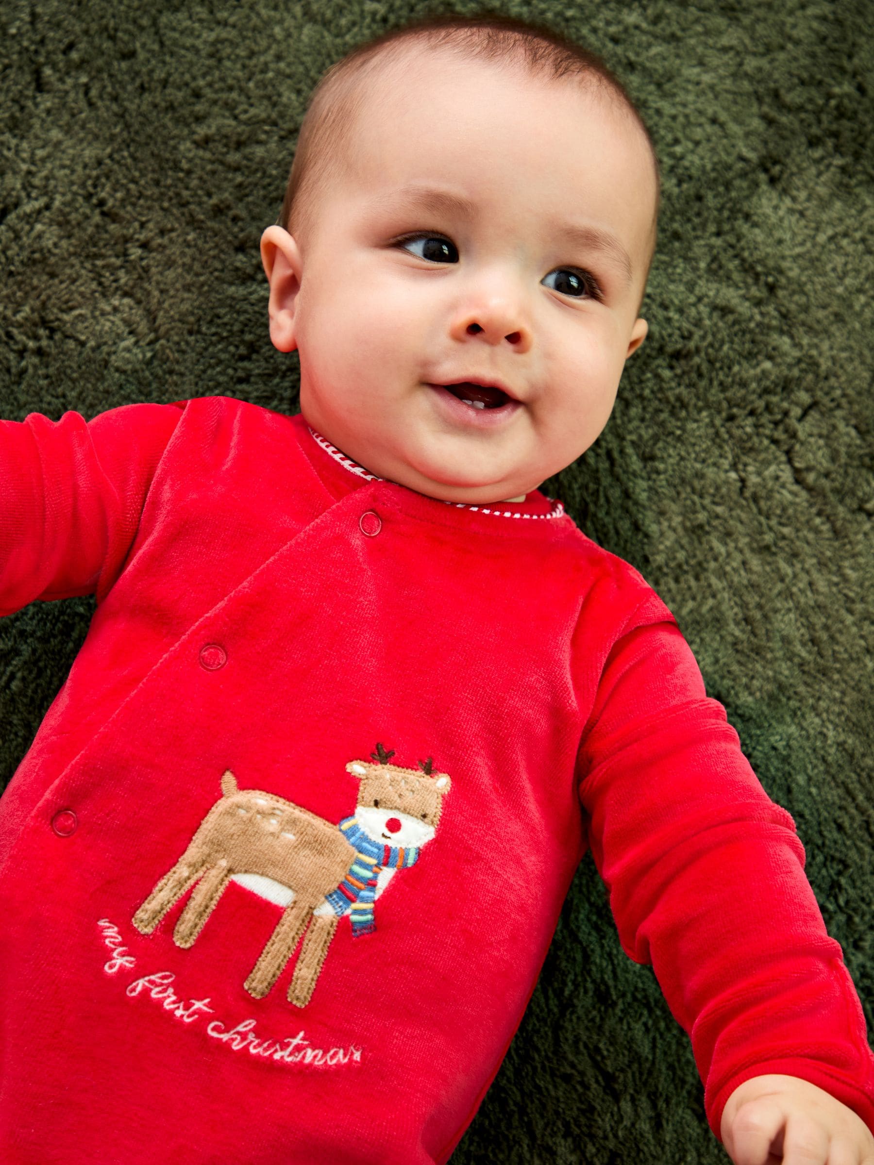 JoJo Maman Bébé - Mijn eerste velours kerst-onesie
