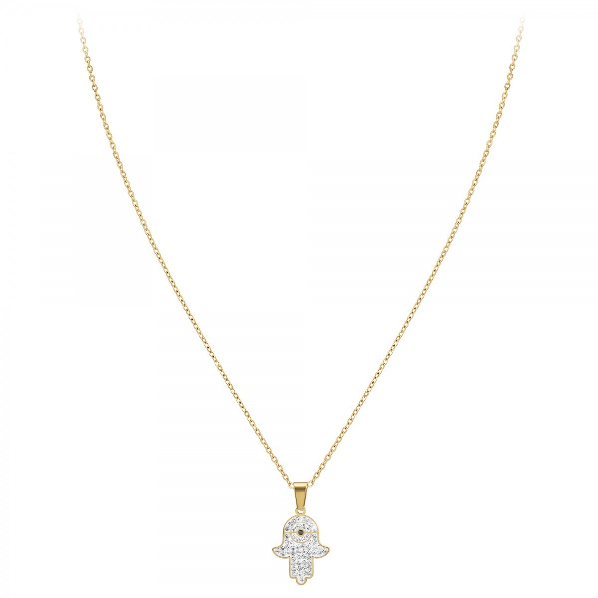 Collier main de Fatma par SC Bohème orné d'un véritable diamant noir