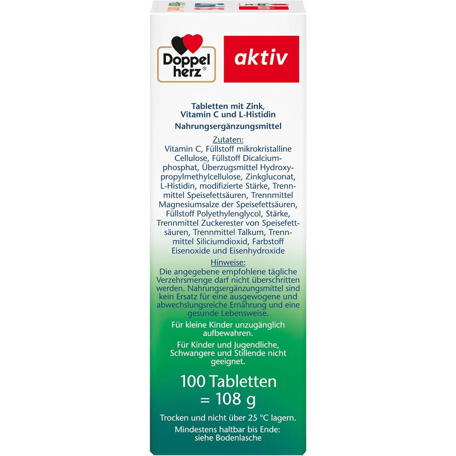Zink 15 + Histidin + Vitamin C Depot (100 Tabletten)