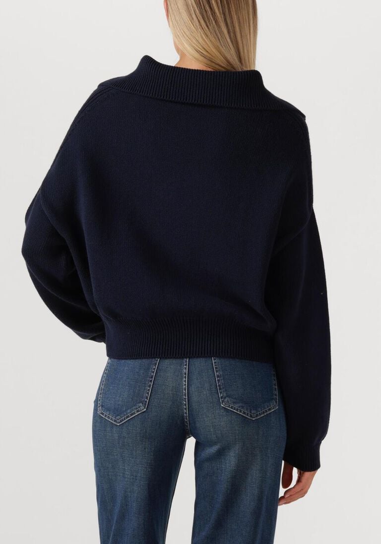 donkerblauwe closed vest cropped troyer