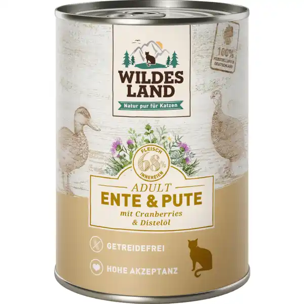Katzennassfutter Ente und Pute mit Distelöl