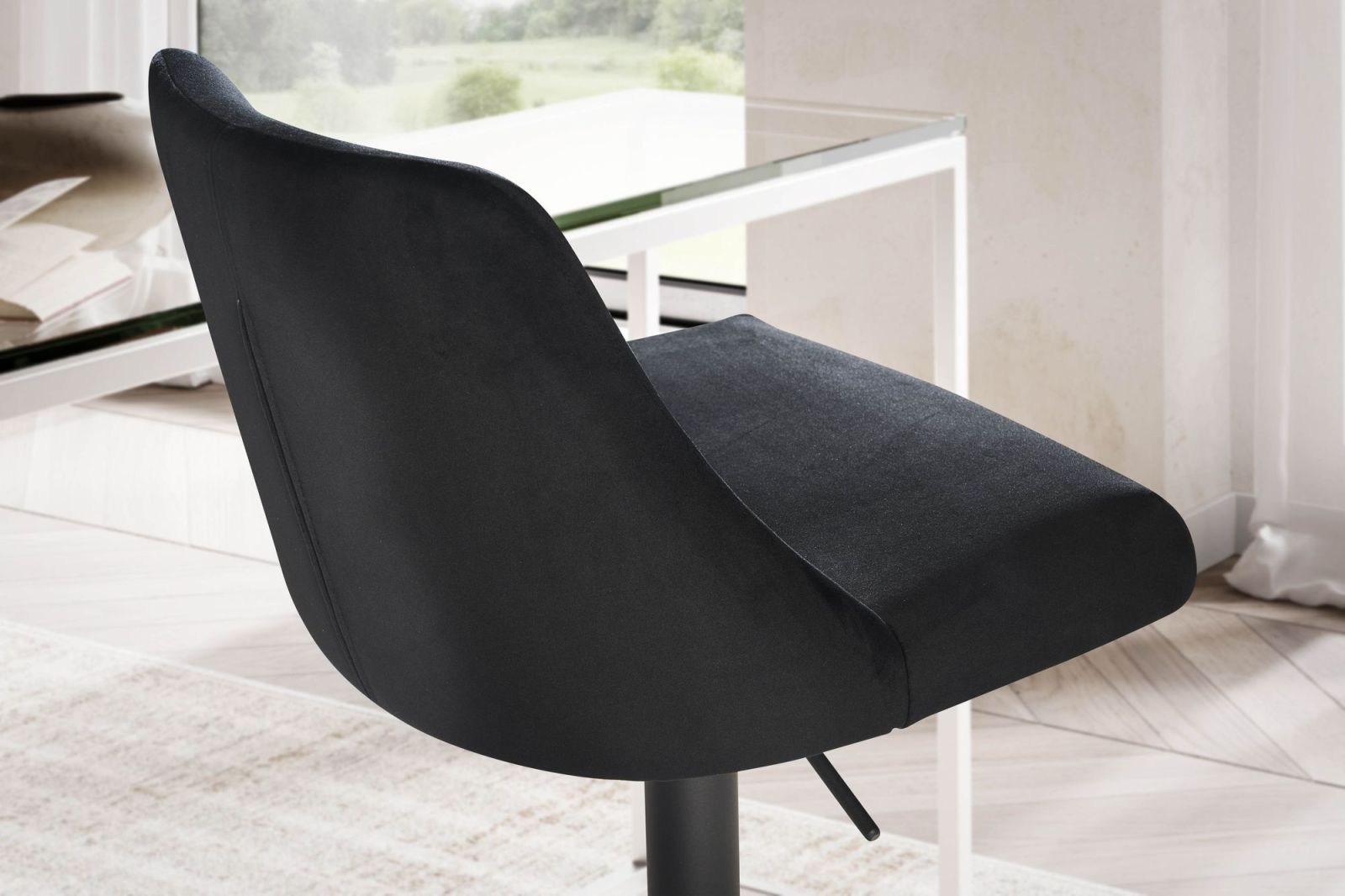 Barhocker - schwarz - Samt - höhenverstellbar