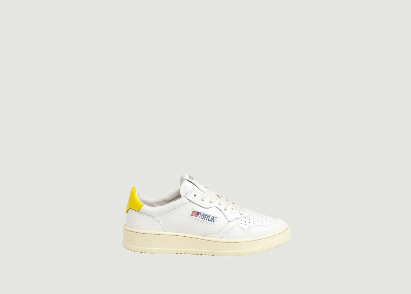 Baskets Medalist Low en cuir blanc et jaune AUTRY