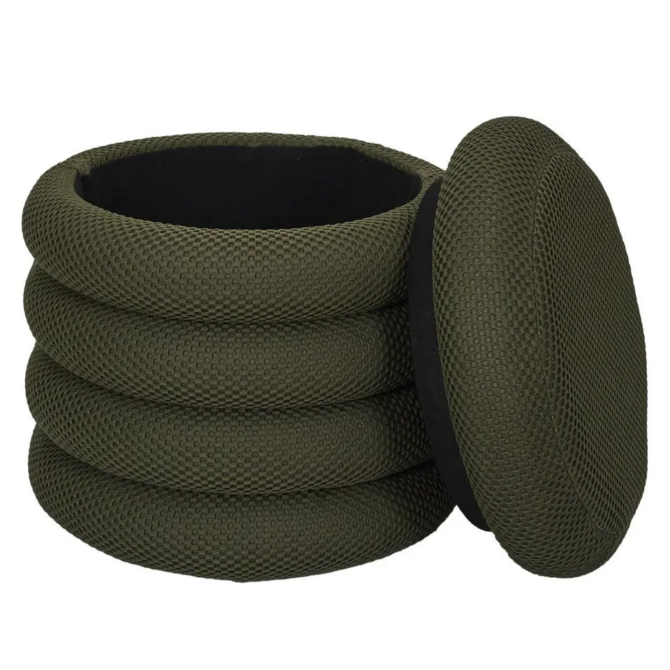 Home Deco Factory Poef/krukje - boucle - groen - D37 x H44 cm