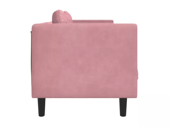 Canapé avec coussins 3 places rose velours