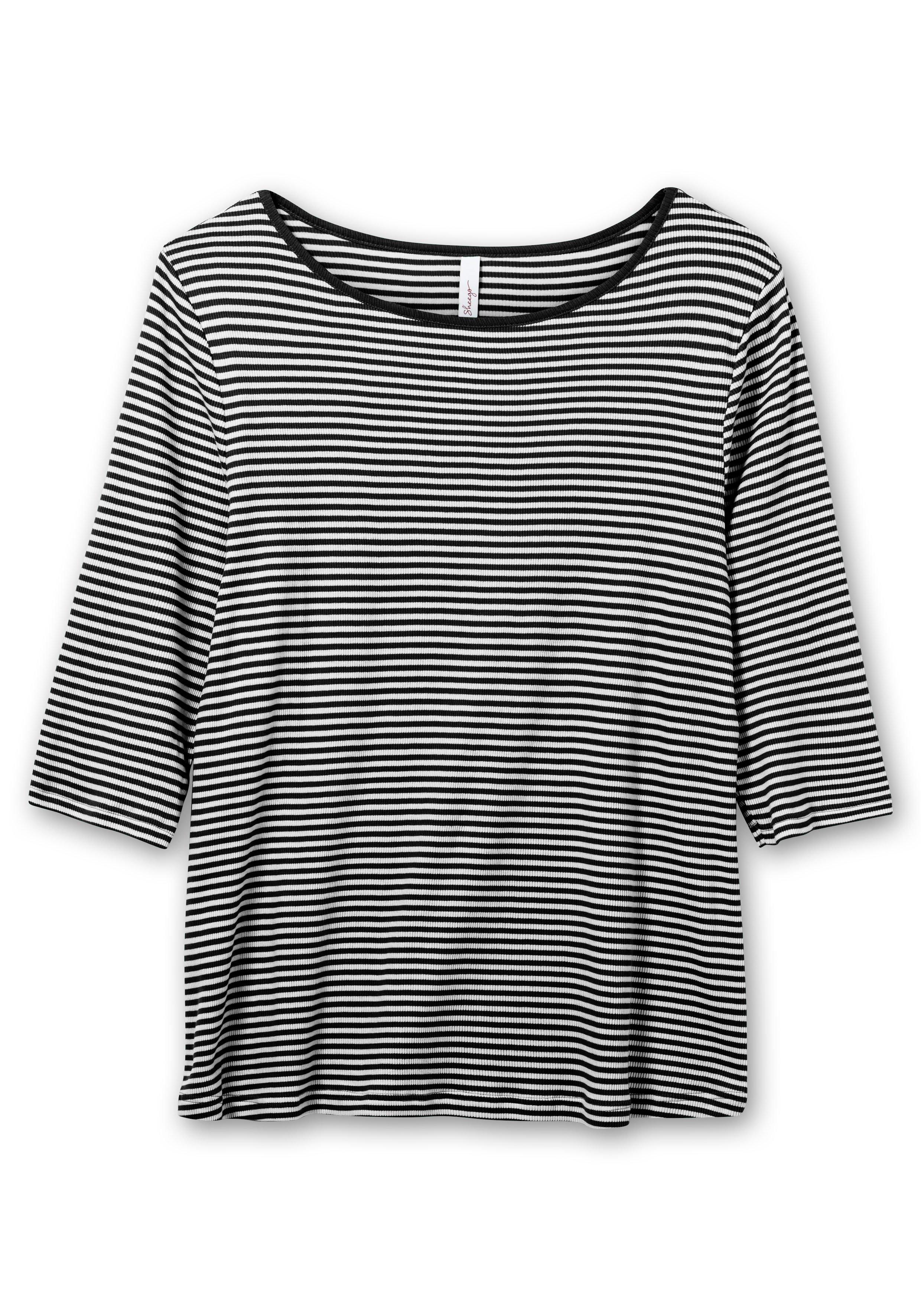 3/4-Arm-Shirt mit garngefärbten Ringeln