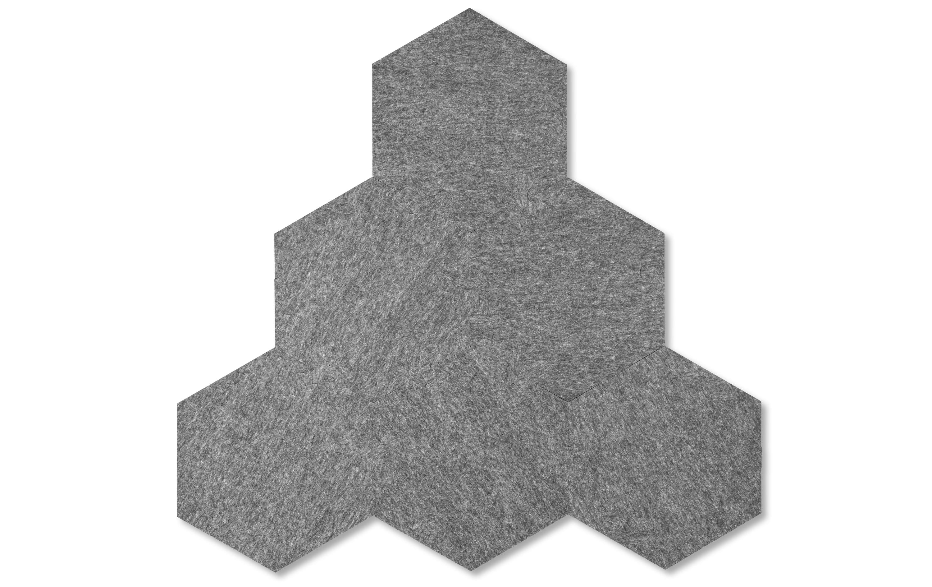 Wandfliesen Hexagon 44 x 50.5 cm Grau, 6 PlattenAkustikplatten Hexagon