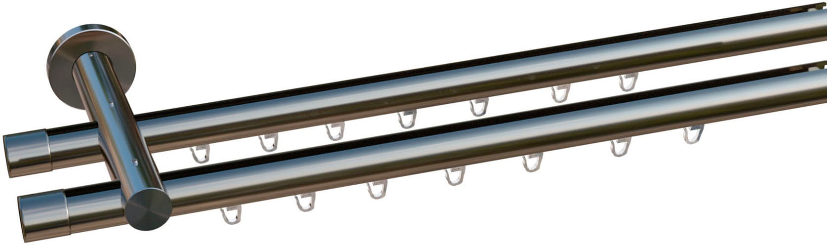 GOODproduct Gardinenstange »Kappe 2-Lauf« Ø 20 mm 2 läufig-läufig Fixmass Innenlauf Komplett-Set inkl. Gleitern und Montagematerial