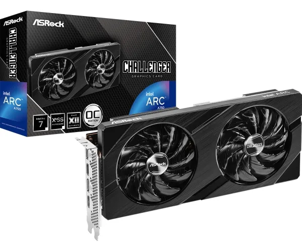 ASRock Intel Arc A750 Challenger D 8GB - OC Edition - grafikkort - Arc A750 - 8 GB GDDR6 - PCIe 4.0 x16 - 2 x HDMI, 2 x DisplayPort