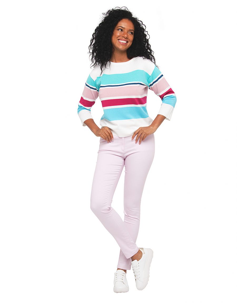 Pull marinière bleu rose