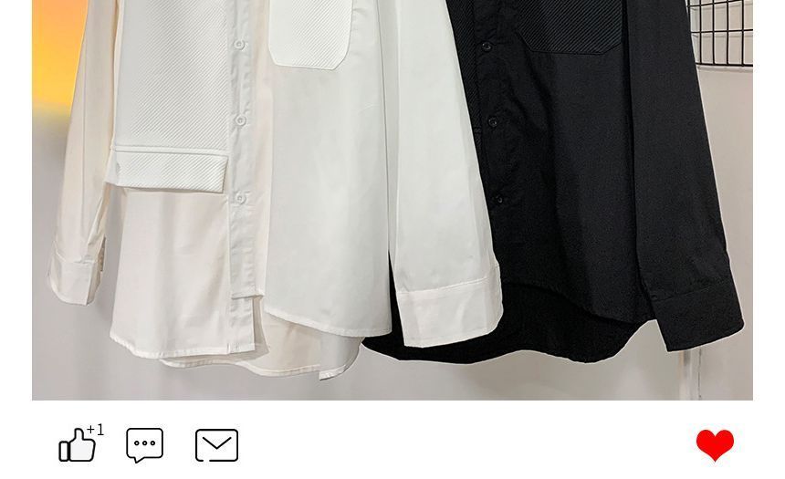 POSI - Effen tweedelig asymmetrisch oversized overhemd