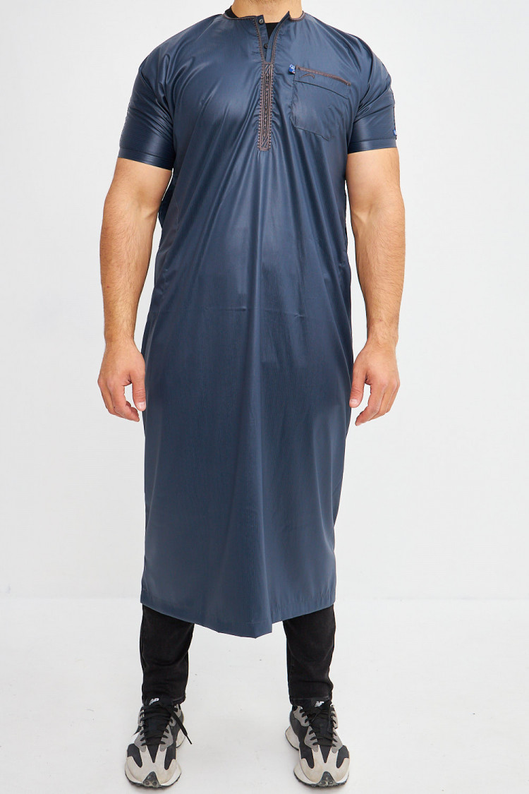 Qamis satiné à manches courtes